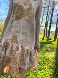 Naturally dyed pure linen dress - Brown Ecoprint Natural