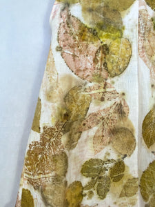 Naturally dyed pure linen dress - Yellow Green Ecoprint Natural