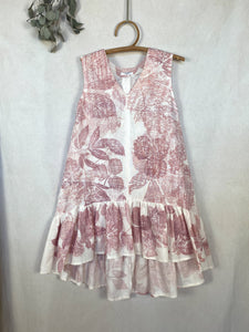 Naturally dyed pure linen dress - Madder roots Pink Ecoprint Natural