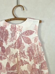Naturally dyed pure linen dress - Madder roots Pink Ecoprint Natural