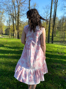 Naturally dyed pure linen dress - Madder roots Pink Ecoprint Natural