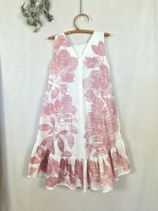 Naturally dyed pure linen dress - Madder roots Pink Ecoprint Natural