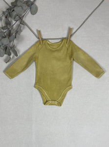 Hand dyed baby body - Yellow Natural 6-9 month