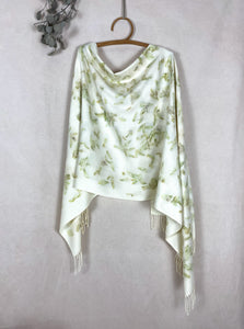 Naturally dyed Cashmere Scarf with Dark Red Dahlia petals
