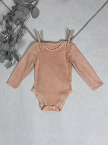 Hand dyed baby body - Pink Natural 6-9 month