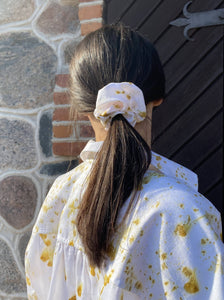 Hand dyed cotton oversize  blouse/shirt - Marigolds Ecoprint Natural