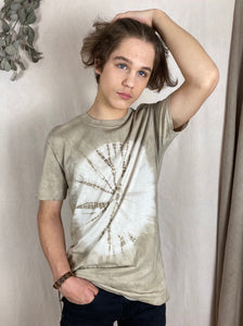 Hand dyed T-shirt - Grey Shibori Natural