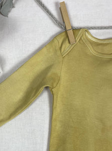 Hand dyed baby body - Yellow Natural 6-9 month