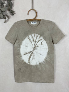 Hand dyed T-shirt - Grey Shibori Natural